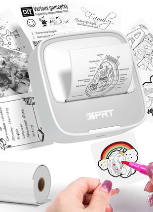 iDPRT Sticker Printer, Portable Sticker Maker Machine, Mini Inkless Bluetooth Thermal Printer for iPhone & Android, Pocket Printer for Labels, Barcodes, DIY Journaling, Kids Gift, Gray