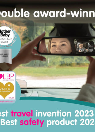 Baby Car Mirror for Rear Facing Seats - Double Award Winning, Non-Slip | Shatterproof and shakeproof car mirror for baby with 360° rotation and clear convex view for newborn satefy (9.6 x 6.9 in).