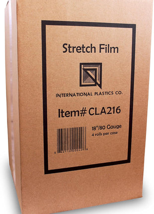 International Plastics Co. 18 inch Stretch Film/Wrap 1500 feet 7 Layers 80 Gauge Industrial Strength up to 800% Stretch 20 Microns Clear Durable Adhering Packing Moving Heavy Duty Shrink Film Box of 4