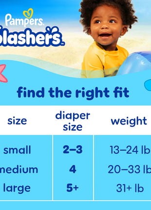 Pampers Swim Diapers - Splashers - Size 4, 18 Count, Gap-Free Disposable Baby Swimming Pants