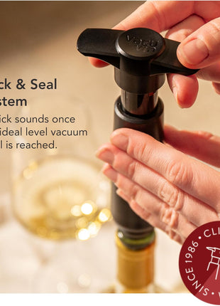 Vacu Vin Original Wine Saver with 4 Vacuum Bottle Stoppers ??Black Wine Preserver Pump for Red or White Wine ??Manual Air Remover System ??Airtight Seal ??Keep Wine Fresh Longer