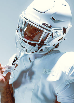 Nxtrnd Two Football Mouth Guard, Football Mouthpiece with Strap, Fits Adult & Youth (White)