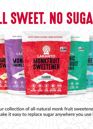 Lakanto Monk Fruit Sweetener with Erythritol, White Sugar Substitute From Monk Fruit Extract, Classic White Sugar Replacement for Baking, Coffee & Tea, Gluten Free, Low Carb, Non GMO, Keto (3 lb)