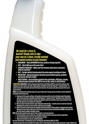 Meguiar's Ultimate Waterless Wash & Wax, Scratch-Free Cleaning Spray that Cleans and Protects Without Water, 2-in-1 Detailer for Shine, Cool Car Gifts for Men and Women, 26 Oz