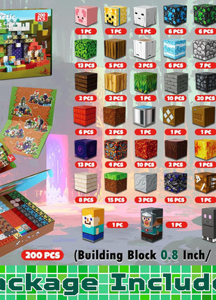Magneverse 200Pcs Magnetic Blocks - Magnetic Building Blocks Toys for Kids | 0.8in Magnetic Cubes - Building Toys for Kids Ages 3+ , School STEM Learning Activities, Birthday Gifts for Boys Girls Age 3+