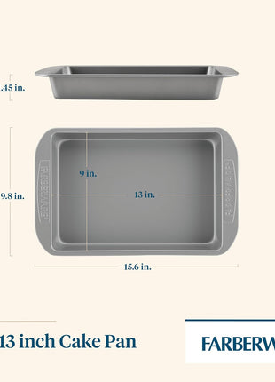 Farberware Nonstick Bakeware Baking Pan / Nonstick Cake Pan, Rectangle   9 Inch x 13 Inch, Gray