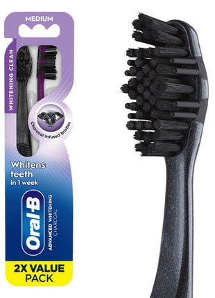Oral-B Charcoal Toothbrushes, Medium 2ct