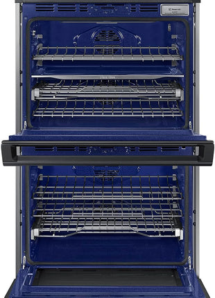 SAMSUNG 30" Smart Double Wall Oven w/Flex Duo, Steam Cook, Wi-Fi, Large Oven Capacity, NV51K7770DG/AA, Fingerprint Resistant Stainless Steel, Black