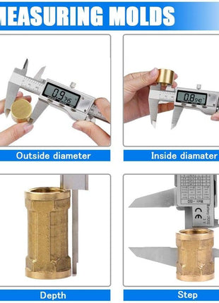 Digital Caliper Measuring Tool, Stainless Steel Vernier Caliper Digital Micrometer with Large LCD Screen, Easy Switch from Inch Metric Fraction, 6 Inch Caliper Tool for DIY/Household