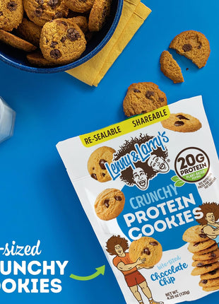 Lenny & Larry's The Complete Crunchy Cookie, Chocolate Chip, 6g Plant Protein, Vegan, Non-GMO, 1.25 Ounce Pouch (Pack of 12)