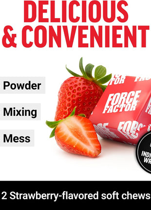 Force Factor NMN Longevity & Anti-Aging Formula | Nicotinamide Mononucleotide, NAD+, Support Cellular Health, Cellular Repair, Energy Metabolism, Strawberry, 60 Soft Chews