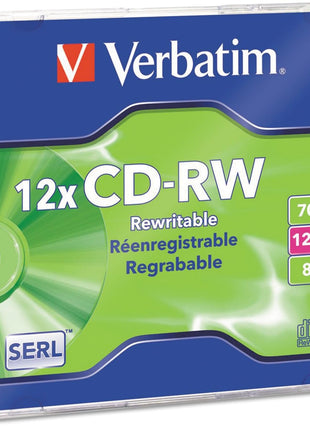 VTM95156 - VERBATIM 95156 700MB 80-Minute 4x-12x High-Speed Branded CD-RWs, 10 pk