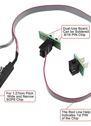 KeeYees SOP8 SOIC8 Test Clip and CH341A USB Programmer Flash for Most of 24 25 Series BIOS Chip with PDF Tutorial