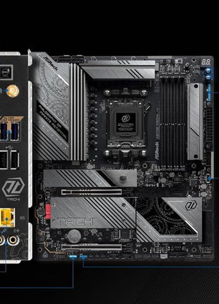 ASRock AMD X870E Taichi Lite Ryzen Socket AM5 DDR5 DIMMs 8200 256 GB X870 EATX Motherboard 5G LAN M.2 USB4 WiFi7