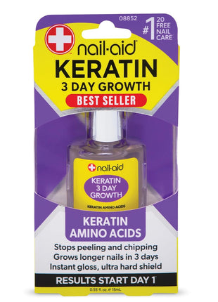 Nail-Aid Keratin 3 Day Growth Nail Treatment & Strengthener, Clear, 0.55 Fl Oz