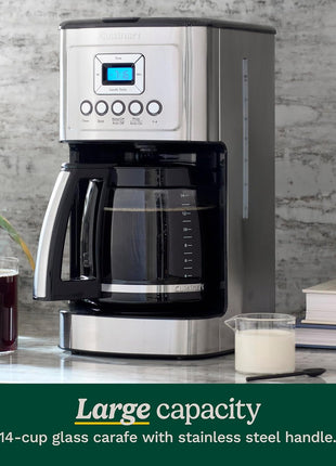 Cuisinart 14 Cup Coffee Maker, Programmable PerfecTemp Glass Carafe Coffee Machine with 1 4 Cup Setting, Brew Strength Control and Brew Pause, Stainless Steel, DCC 3200NAS
