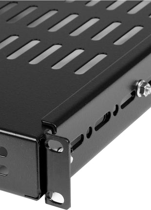 StarTech.com 1U Adjustable Vented Server Rack Mount Shelf - 175lbs - 19.5 to 38in Adjustable Mounting Depth Universal Tray for 19 inch AV/ Network Equipment Rack - 27.5in Deep , TAA (ADJSHELF)