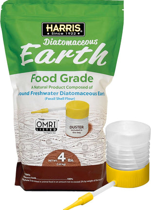 HARRIS Diatomaceous Earth Food Grade, 4lb with Powder Duster Included in The Bag