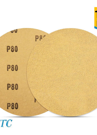 S SATC 100 PCS PSA Sanding Discs 6 Inch Adhesive Backed Sandpaper 80 Grit Sander Attachment for Drill Self Stick Aluminum Oxide Round Automotive Sandpaper with Sticky Back