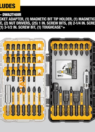 DEWALT Screwdriver Bit Set, 40 Pcs. Impact Ready, FlexTorq Impact Driver Bit Set with Storage Case (DWA2T40IR)