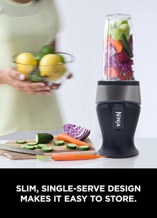 Ninja Fit Compact Personal Blender, 700W, (2) 16oz Cups, QB3001SS | 700-watt base blends smoothies, shakes & frozen drinks. (2) 16-oz to-go cups w/ spout lids. Dishwasher safe.