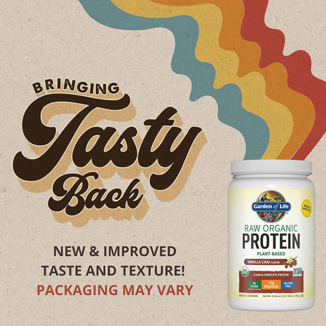 Garden of Life Organic Vegan Protein Powder, Plant Based & BCAAs, Organic Protein Powder with Probiotics & Enzymes, Non-GMO, Gluten-Free Lactose Free, Vanilla Chai, 1.2 LB