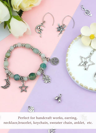 JIALEEY 200 PCS Wholesale Bulk Lots Jewelry Making Charms Mixed Smooth Tibetan Silver Metal Charms Pendants DIY for Necklace Bracelet Jewelry Making and Crafting