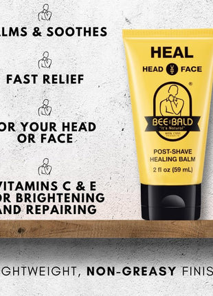 Bee Bald HEAL Aftershave for Men, Calm & Soothes, After Shave Balm, 2 fl oz | Immediately Calms & Soothes Irritated Skin. Treats Razor Burn, Redness, Bumps on Head or Face. Perfect For Sensitive Skin.