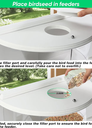 Window Bird Feeders for Viewing Inside House, 180ｰ Clear View, Stable & Durable, Easy to Install and Feed, Windproof Baffle, No Gaps, for 24-38 Inch Windows