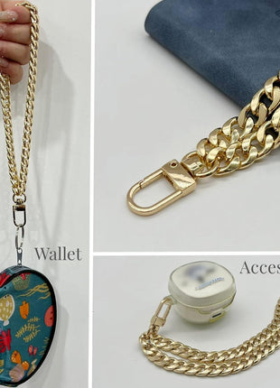 WEICHUAN 8 inch DIY Iron Flat Chain - Wrist Strap Wrist Chain Purse Straps Handbag Chains Accessories (Gold)