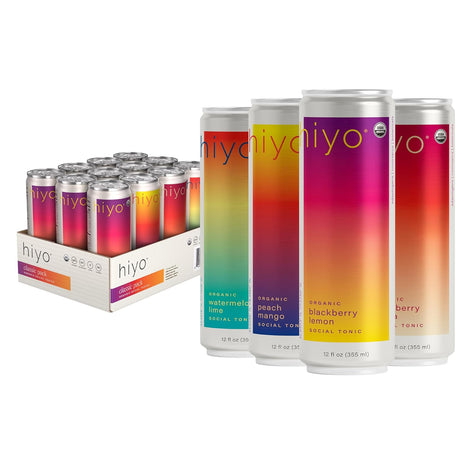 Hiyo Organic Social Tonic ??Classic Pack, 12 Pack - N.A. Functional Seltzer, Sparkling Water Crafted with Organic Adaptogens, Nootropics & Botanicals