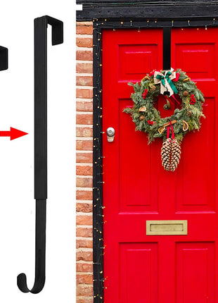 GP Life Wreath Hanger for Front Door, Adjustable from 15 to 25 Inches Hanger, 20 lbs Larger Door Upgrade Christmas Fall Wreaths Decorations Hook (Black)