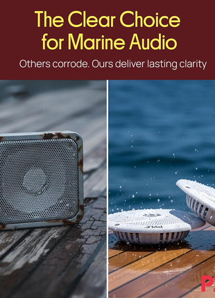 Pyle Marine Speakers - 5.25 Inch 2 Way Waterproof and Weather Resistant Outdoor Audio Stereo Sound System with 180 Watt Power and Low Profile Slim Style - 1 Pair - PLMRS5W (White)