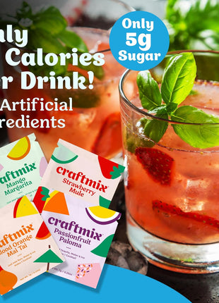 Craftmix Variety Pack Cocktail & Mocktail Drink Mixer, Pack of 12 | Skinny Mixes, Water Flavoring Packets, Made with Real Fruit, Vegan Low-Carb, Low-Sugar, Non-GMO, Dairy Free, Gluten Free