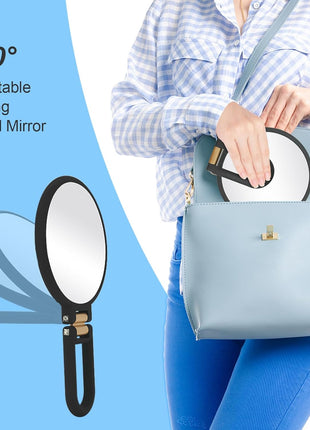 Sifolo 30x Magnifying Mirror, Travel Hand Mirrors with Handle - Double Side Handheld Mirror with 1X 30X Magnification & Adjustable Handle/Stand, Hand Held Foldable Travel Mirror for Makeup(Black)