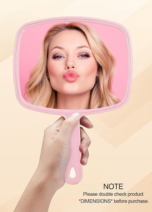Gladmart 10.3" L x 7.4" W Hand Mirror with Handle, Pink | Salon Mirror Hand Held, Hanging Mirror, Hand Mirror for Men and Women, Shaving and Makeup, Distortion-Free, Barber Mirror