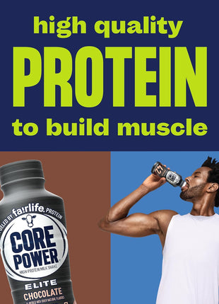 Core Power Elite High Protein Shake, Chocolate, 42g Bottle, 14oz, 12 Pack