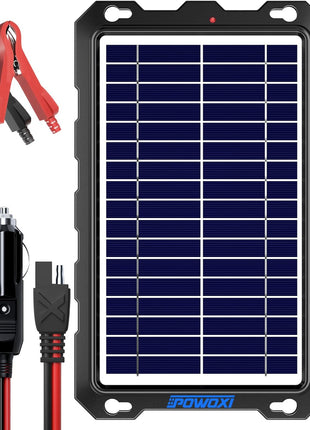 POWOXI Upgraded 7.5W-Solar-Battery-Trickle-Charger-Maintainer-12V Portable Waterproof Solar Panel Trickle Charging Kit for Car, Automotive, Motorcycle, Boat, Marine, RV,Trailer, Snowmobile, etc.