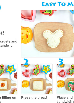 Sandwich Cutter and Sealer, Sandwich Cutter for Kids 5 PCS(BIG), Decruster Sandwich Maker, Great for Lunchbox and Bento Box - Boys and Girls Kids Lunch