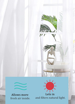 OWENIE Sheer Curtains 84 inches Long 2 Panels Set for Living Room/Bedroom, Rod Pocket Voile Sheer Panel Drapes, White, 2pcs, Each 42 inch W x 84 inch L