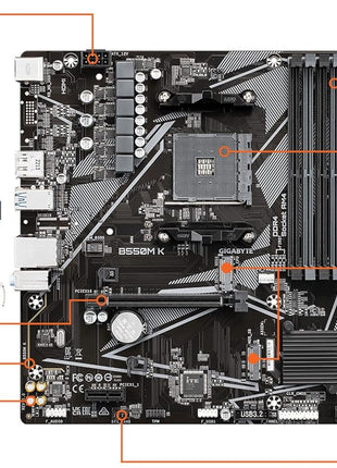 GIGABYTE B550M K AMD AM4 Micro-ATX Motherboard, Supports Ryzen 5000/4000/3000 Series Processors, DDR4, 3+3 Power Phase, 2X M.2, PCIe 4.0, USB 3.2 Gen 1, GbE LAN, Q-Flash