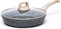 CAROTE Non Stick Frying Pan Skillet, Nonstick Granite Fry Pan with Glass Lid, Egg Pan Omelet Pans, Stone Cookware Chef's Pan, PFOA Free (Classic Granite, 10 Inch)