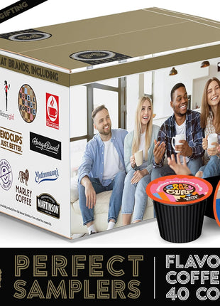 Crazy Cups Flavored Coffee Pods Variety Pack for Keurig K Cups Brewers, Assorted Flavored Coffee Sampler, 40 Count