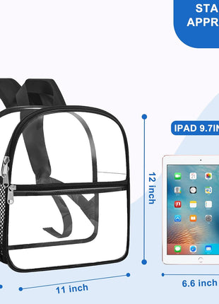 Oraben Clear Backpack Stadium Approved, 12 x 6 x 11 in, Small Transparent Backpack for Concerts, Sports Events, Festivals, Travel, Waterproof PVC, Adjustable Straps, Women Men