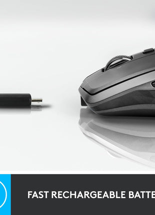 Logitech MX Anywhere 2S Bluetooth Edition Compact Wireless Mouse, No USB Receiver - Use On Any Surface, Hyper-Fast Scrolling, Rechargeable, Control Up to 3 Apple Mac and Windows Computers and Laptops