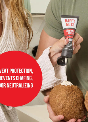 HAPPY NUTS Comfort Cream Deodorant For Men: Anti-Chafing Sweat Defense, Odor Control, Aluminum-Free Mens Deodorant & Hygiene Products for Men's Private Parts 3.4 Fl Oz (1 Pack), Original