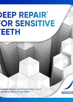 Sensodyne Repair and Protect Whitening Toothpaste, Toothpaste for Sensitive Teeth and Cavity Prevention, 3.4 oz (Pack of 4)