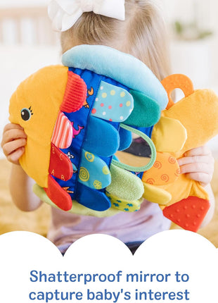 Melissa & Doug K's Kids, Flip Fish Stuffed Animal, Soft Baby Book, Multi-Textured Squeaking & Crinkling Infant Sensory Toys for Babies with Baby Mirror, Tummy Time Toys for Infants Ages 0–9 Months