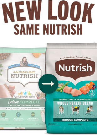 Nutrish Indoor Complete Chicken, Lentils & Salmon Recipe Dry Cat Food 14 lb. Bag, Packaging May Vary (Rachael Ray)