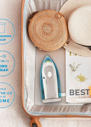 Steamfast SF-710 Mini Steam Iron, Non-Stick Sole Plate, Foldable Handle, 45 Second Heat Up Time, Cord Storage, Portable, 6-Foot Power Cord, Chemical-Free Steam Power, White